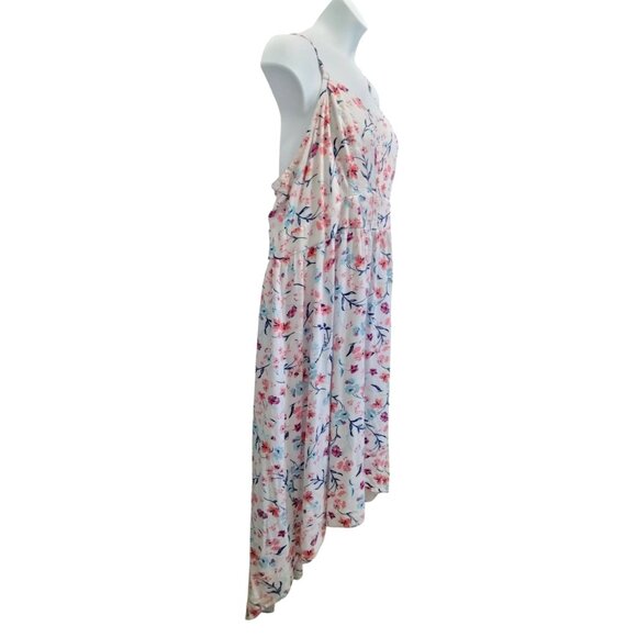 Torrid Floral High-Low Hem Plus Size 4 (4X) Dress Buttons Detail Smocked Back - Picture 4 of 9
